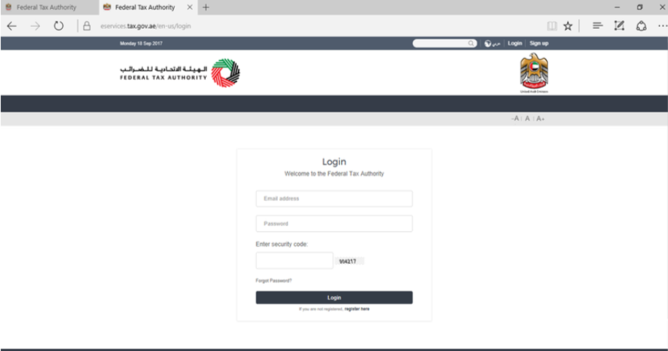 Log in to the FTA portal